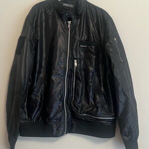 Members Only Shiny Black Bomber Jacket